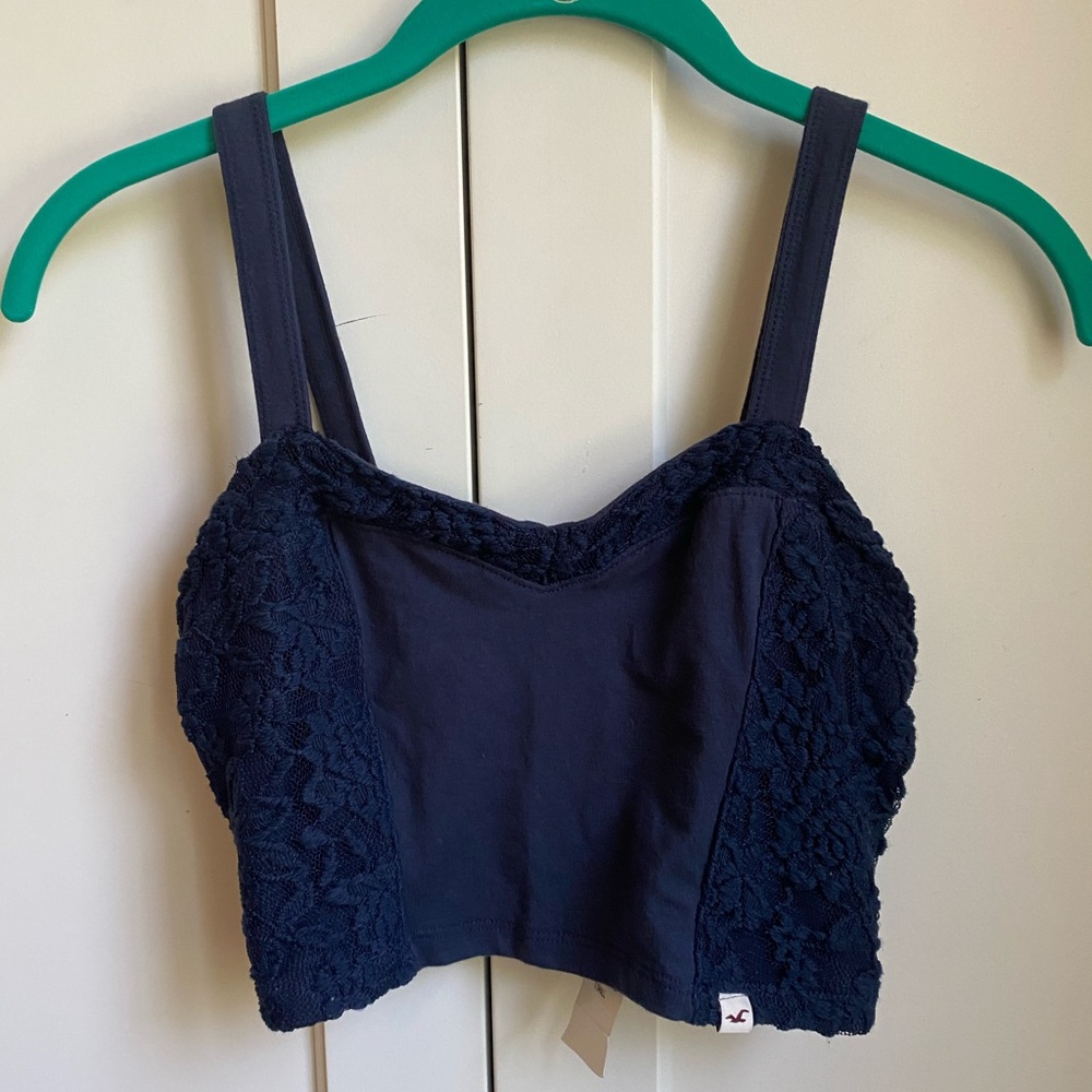 Hollister Little Dume Navy Lace Tank Top